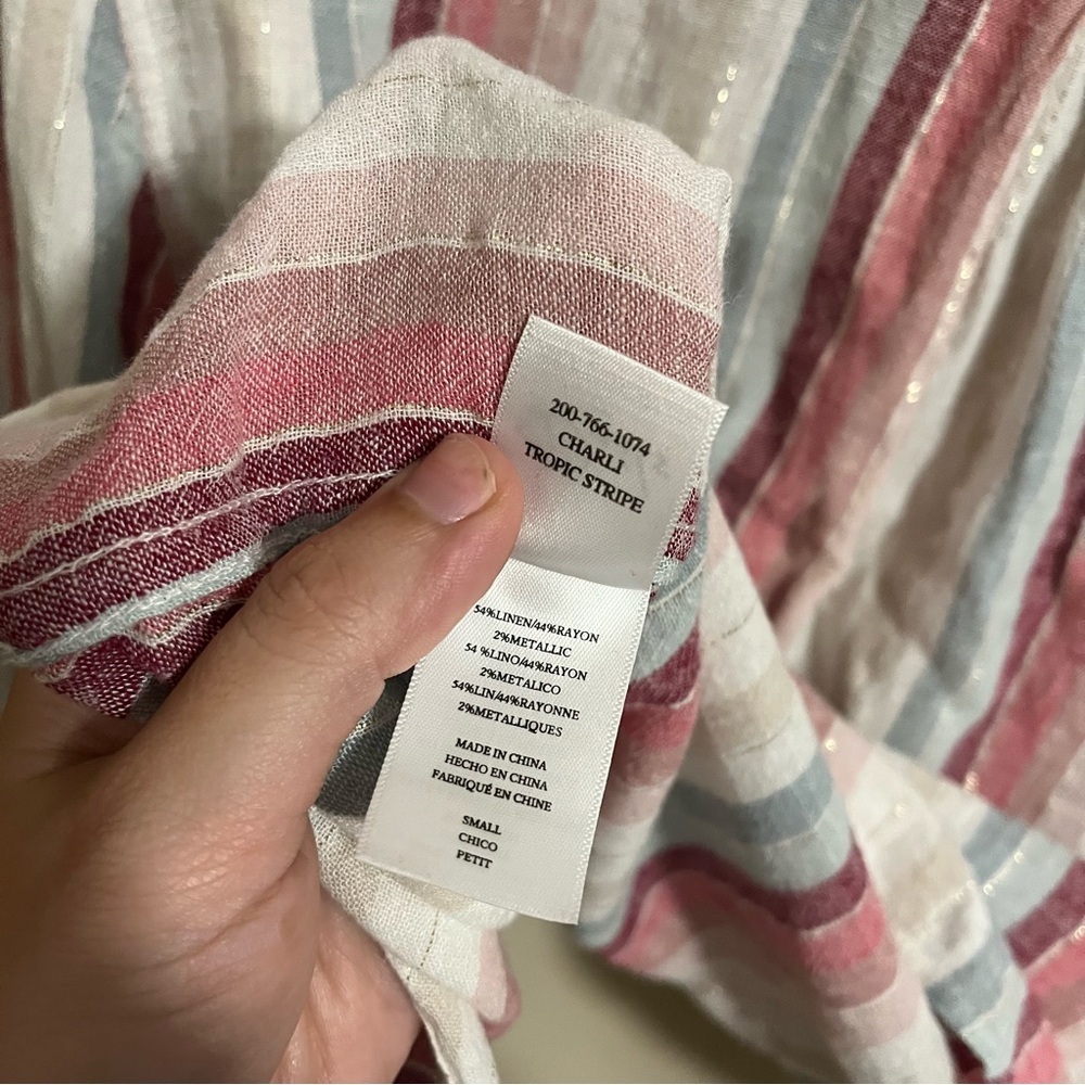 Rails Charli Button Down Top Tropic Metallic Stri… - image 4